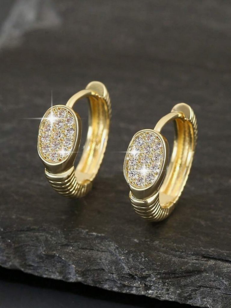 18k Gold Womens 2ct Diamond Small Hoop Earrings New 18 Karat Silver Jewelry